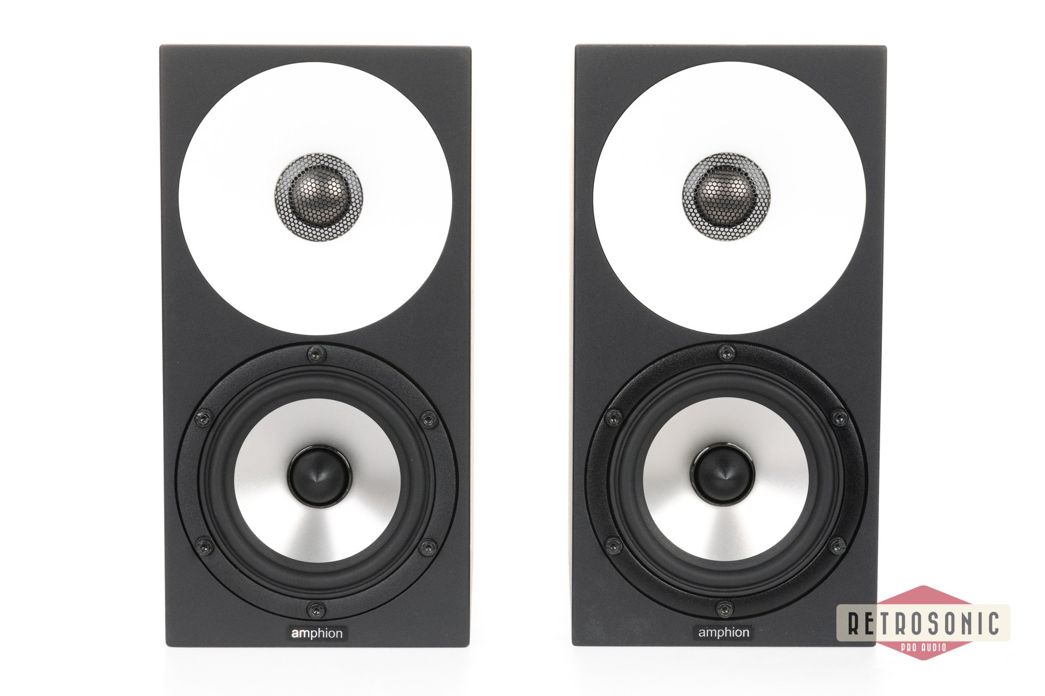 Amphion One 12 Studio Monitor- and AMP100 pair with cables in wooden case