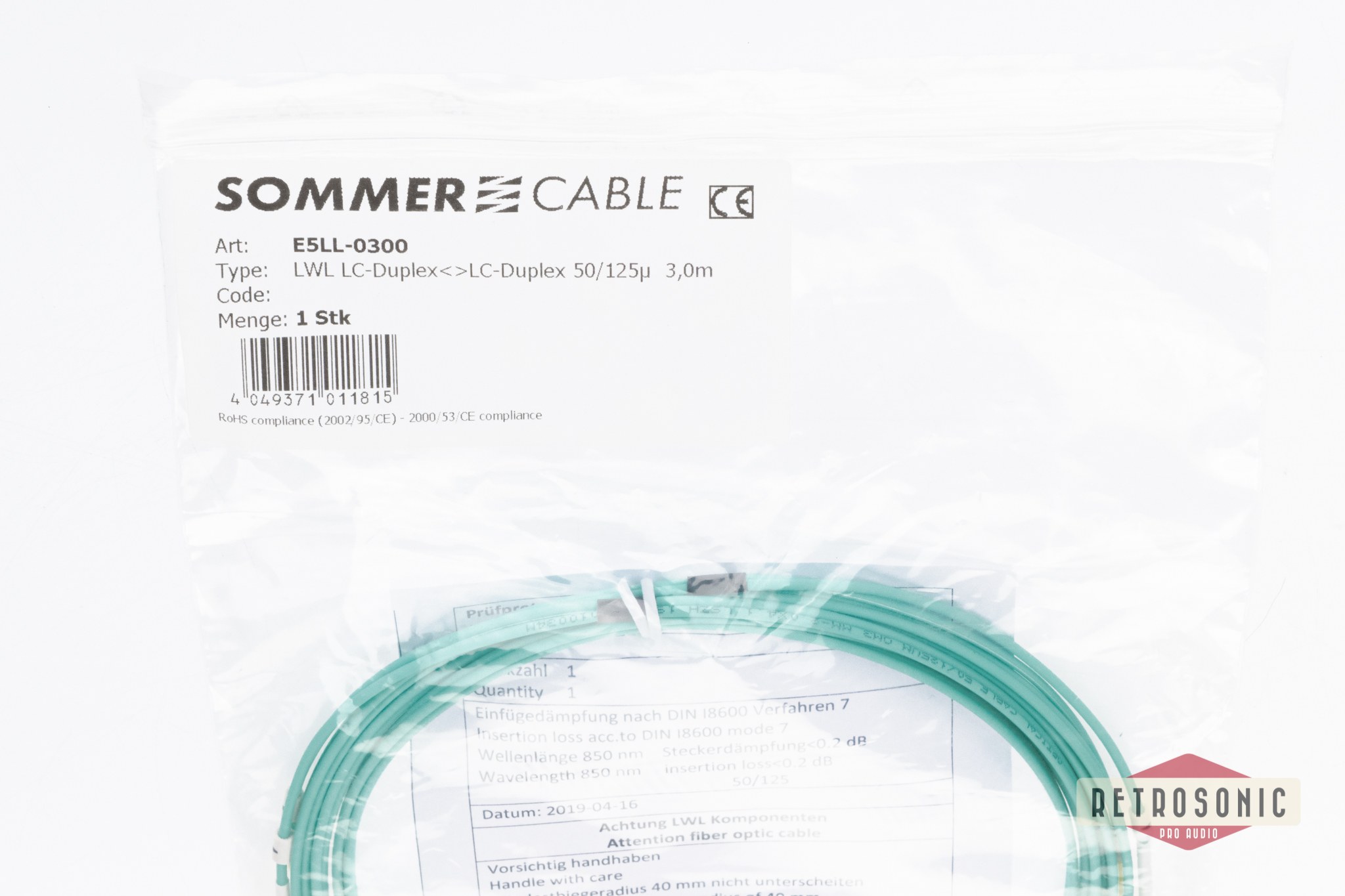 Fiber patch cable 50/125 µm LC duplex / LC duplex Multimode 3m